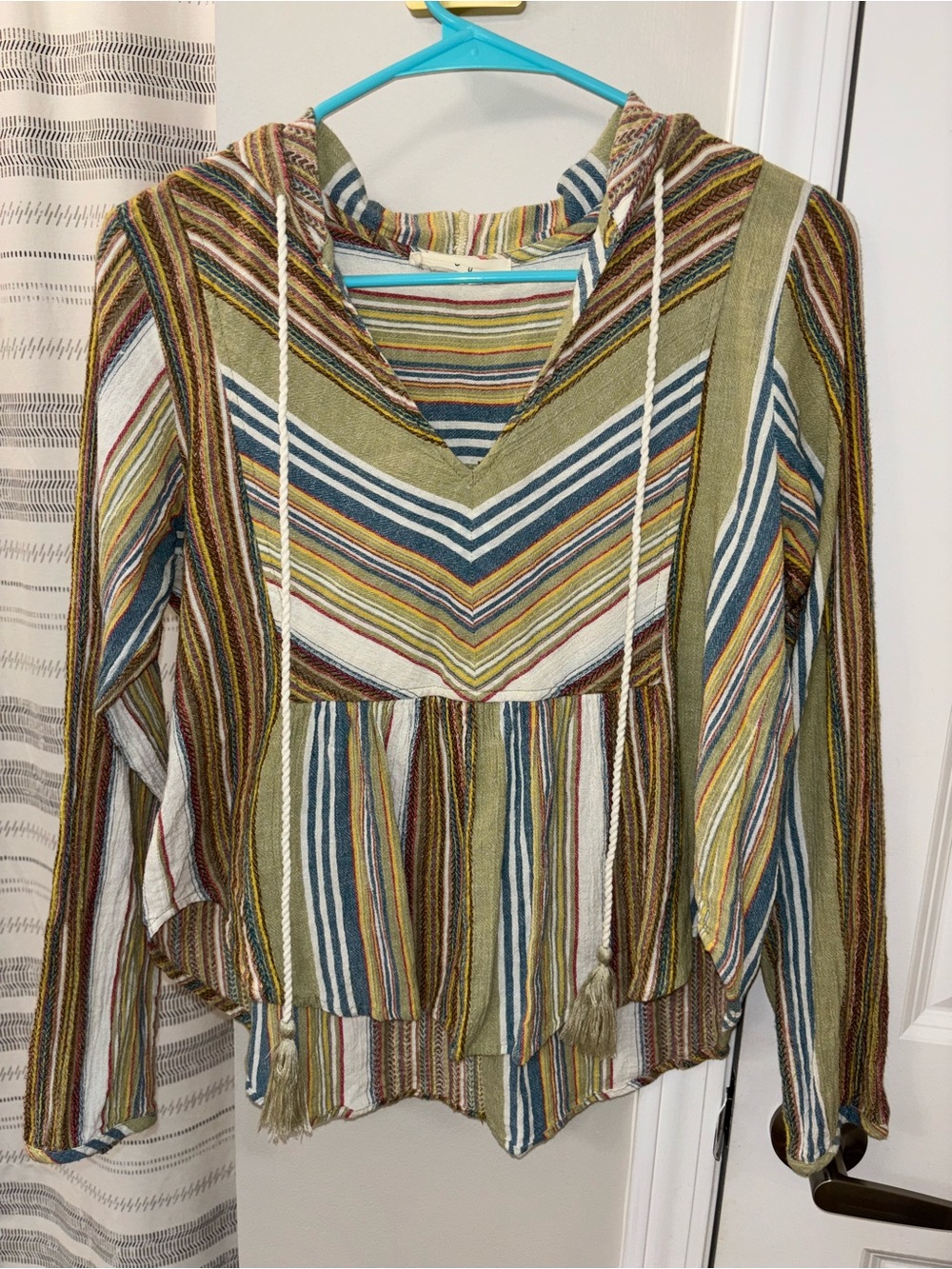 Molly Green Striped V-Neck Striped & Olive Hoodie
